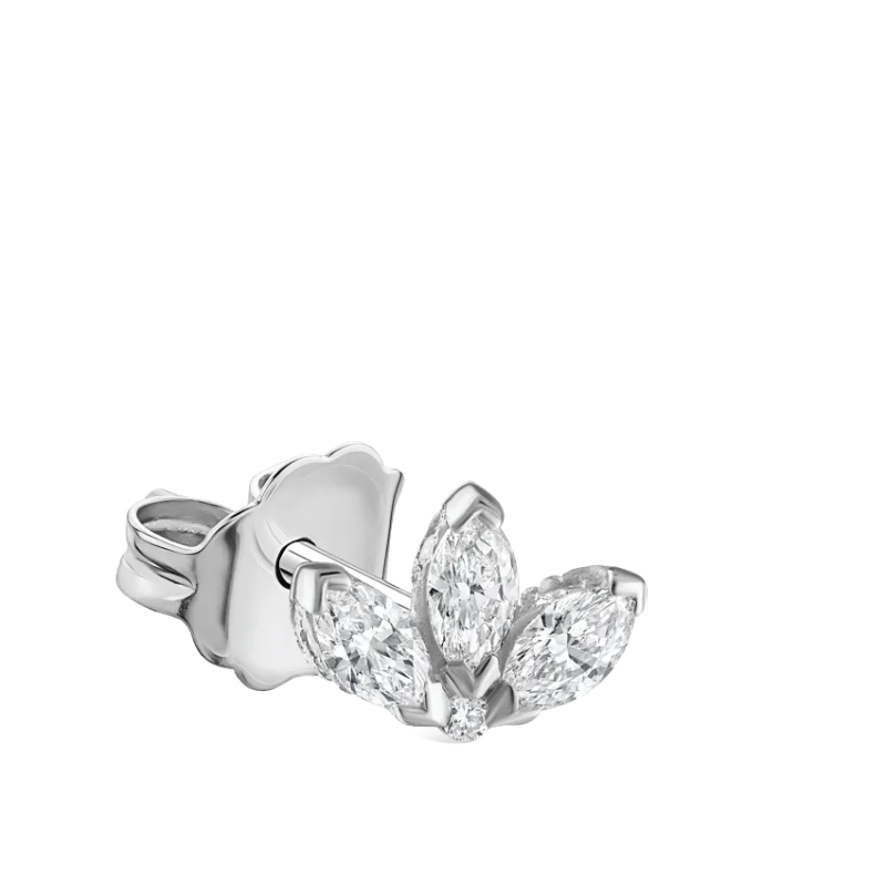 (Single) Marquise Diamond Lotus Stud Earring