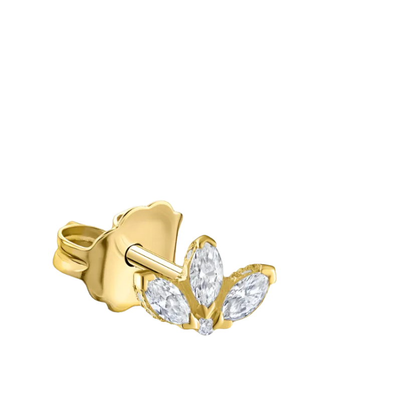 (Single) Marquise Diamond Lotus Stud Earring