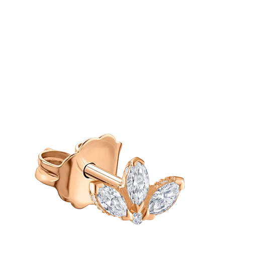 (Single) Marquise Diamond Lotus Stud Earring
