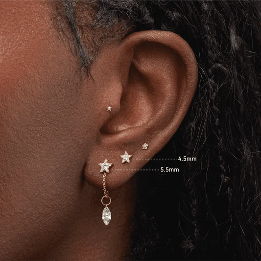 (Single)Invisible Set Star Diamond Stud Earring