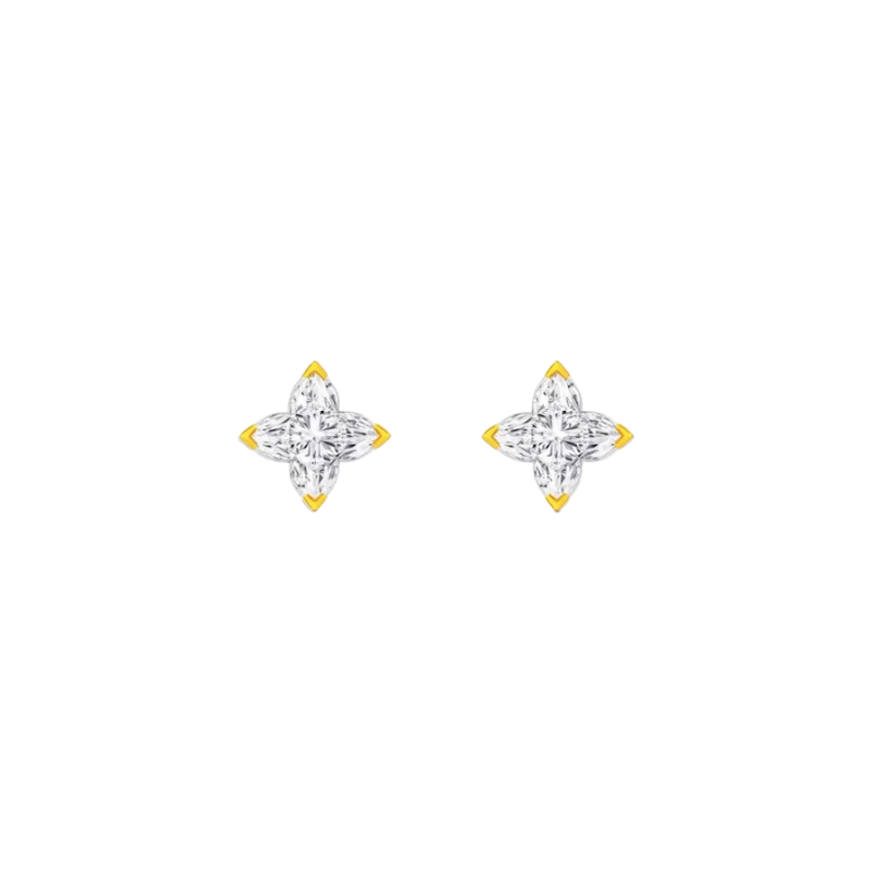 4 Star Cut Diamond Stud Earrings