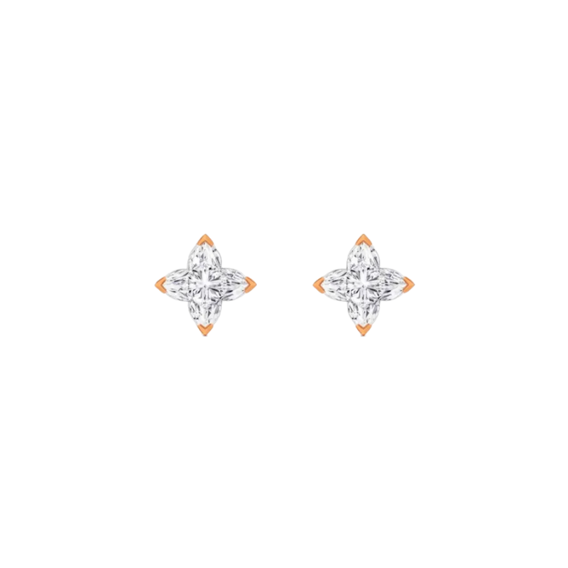4 Star Cut Diamond Stud Earrings