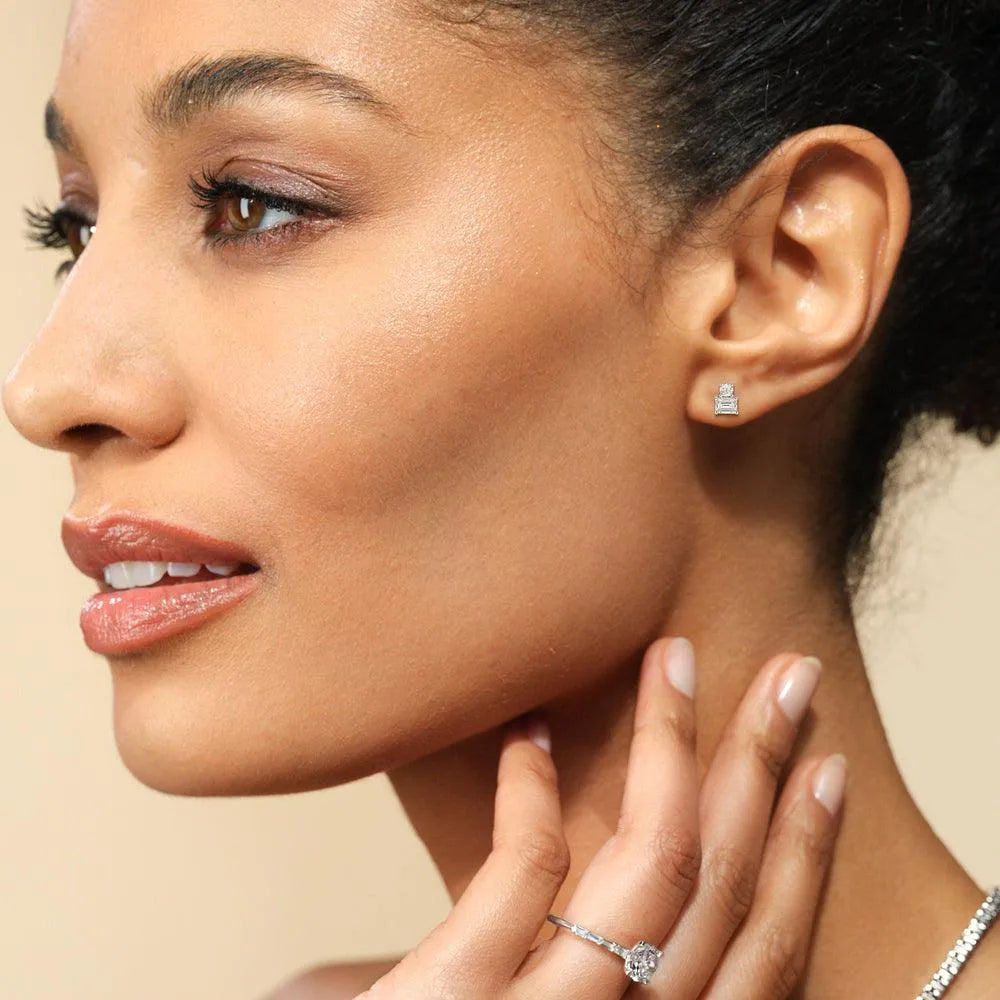 The Toi et Moi Emerald and Round Stud Earrings