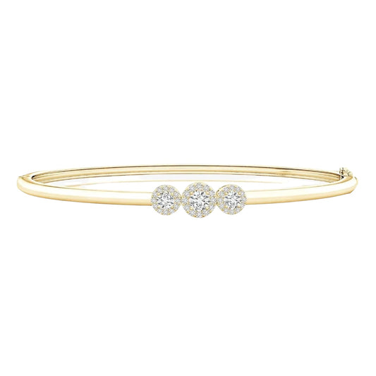 Graduating Round Triple Diamond Halo Bangle