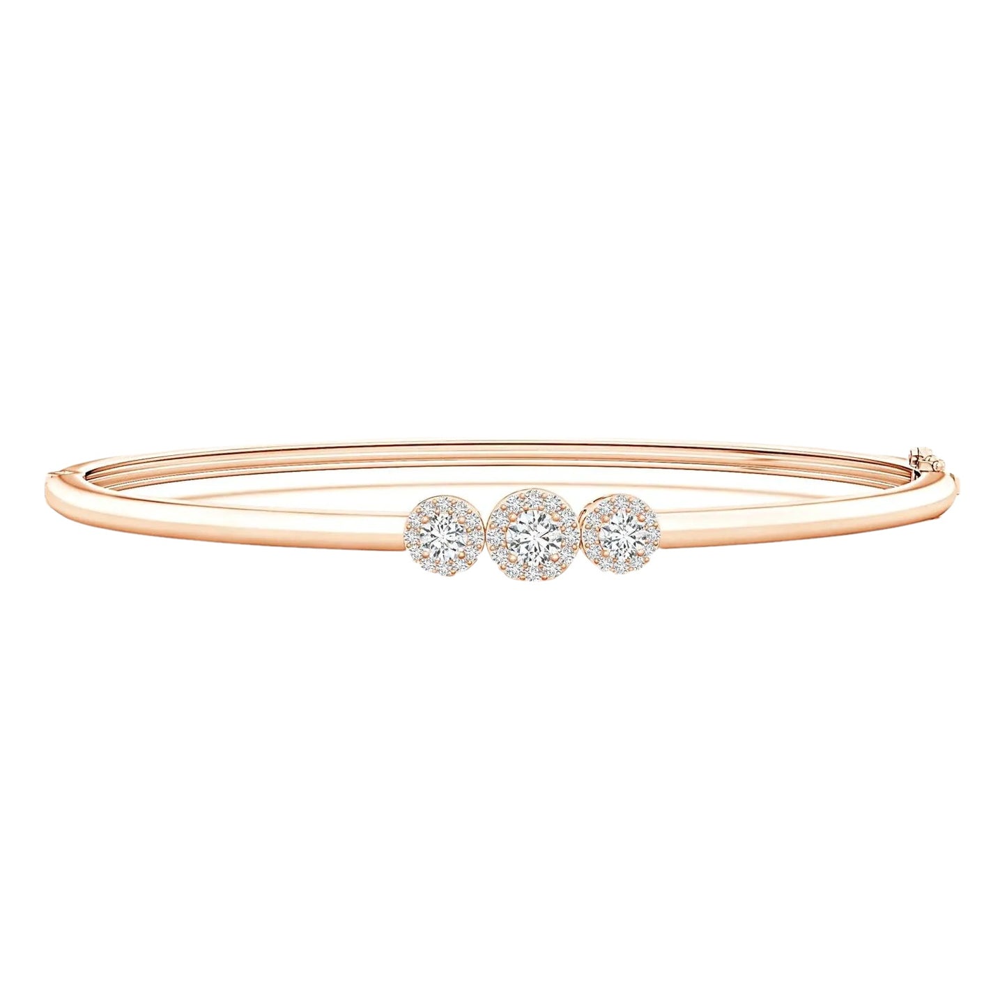 Graduating Round Triple Diamond Halo Bangle