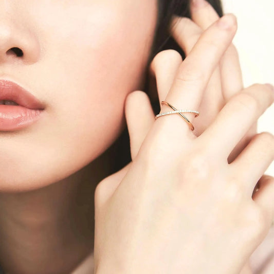 Pavé Diamond X Ring