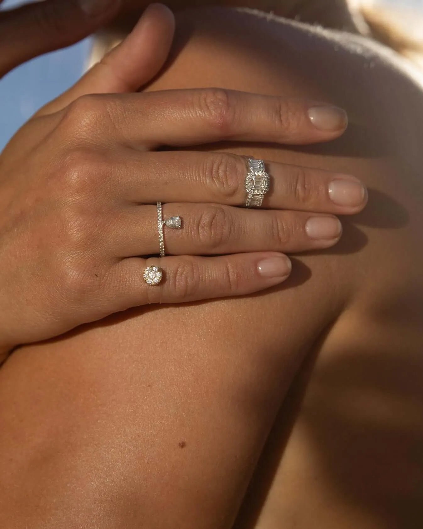 Floating Triple Baguette Diamond Floating Ring