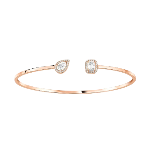 Toi et Moi Emerald and Pear Halo Bangle Bracelet