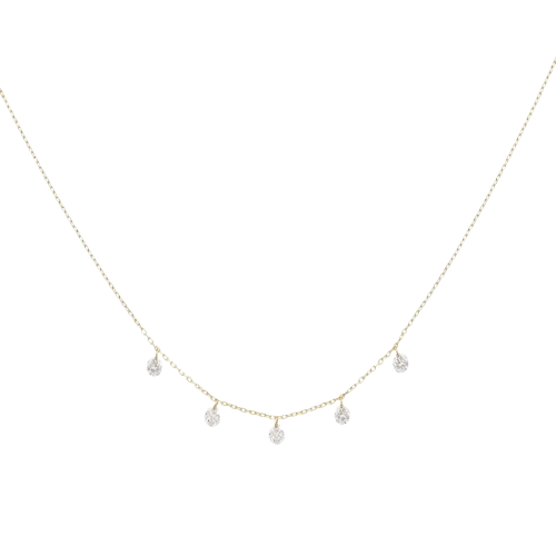 Mini Five Floating Round Cut Diamond Necklace