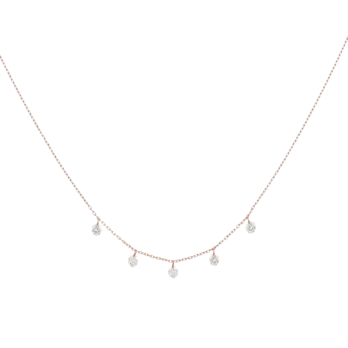 Mini Five Floating Round Cut Diamond Necklace
