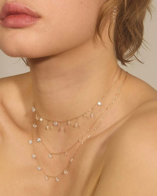 Mini Five Floating Round Cut Diamond Necklace