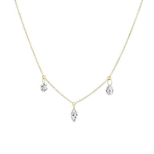 Marquise and Round Cut Floating Diamond Necklace