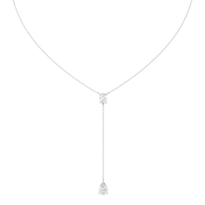 Oval and Teardrop Chain Lariat Necklace