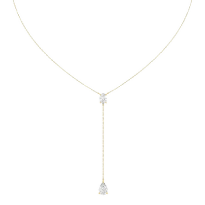 Oval and Teardrop Chain Lariat Necklace