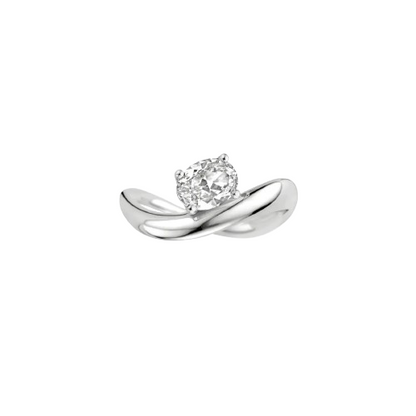 Wave Oval Diamond Ring