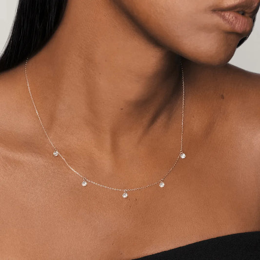 5 Diamonds Floating Station Necklace