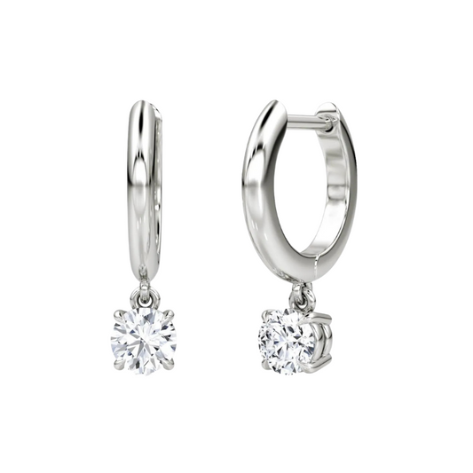 Plain Solitaire Drop Huggie Hoop