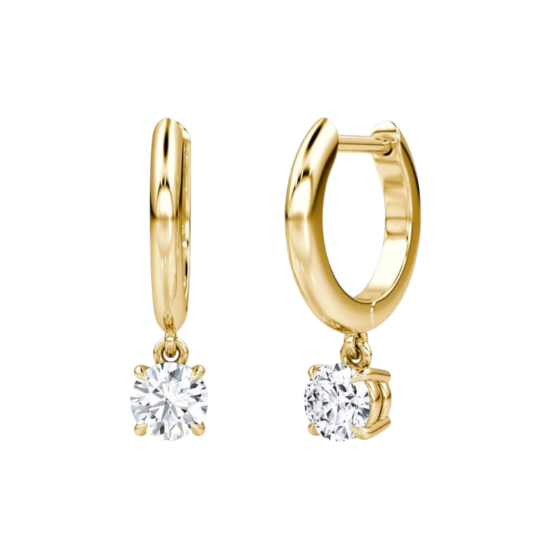 Plain Solitaire Drop Huggie Hoop
