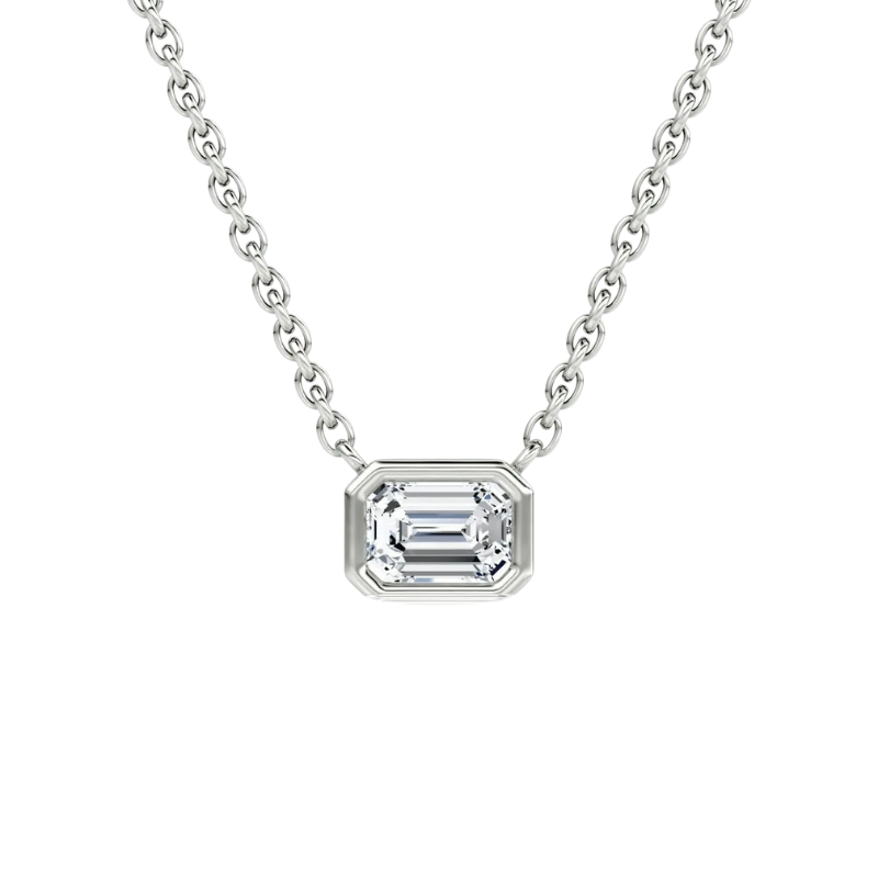 Emerald Bezel Solitaire Necklace