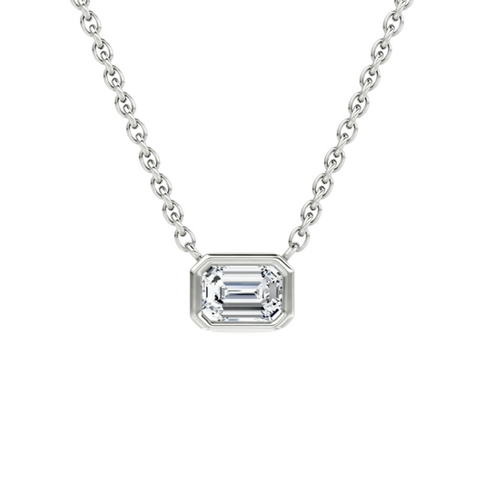 Emerald Bezel Solitaire Necklace