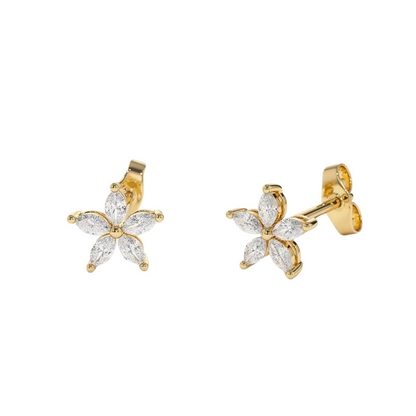 18K Marquise Diamond Floral Stud Earrings