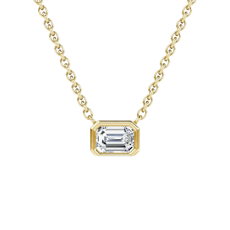 Emerald Bezel Solitaire Necklace
