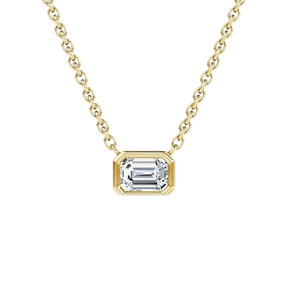 Emerald Bezel Solitaire Necklace