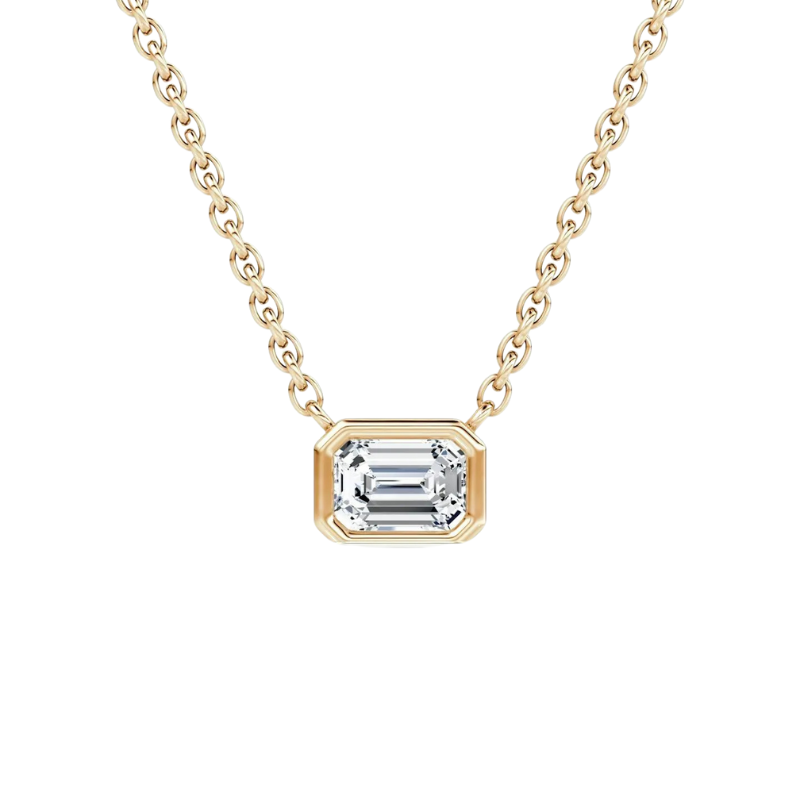 Emerald Bezel Solitaire Necklace