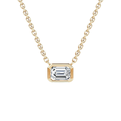 Emerald Bezel Solitaire Necklace