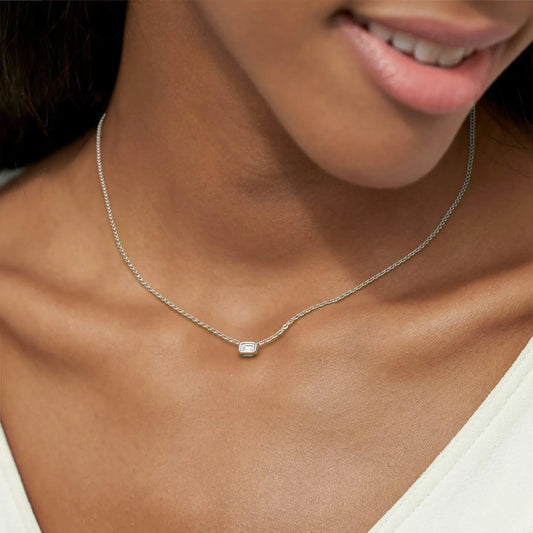 Emerald Bezel Solitaire Necklace