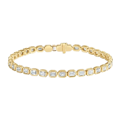 Emerald Cut Bezel Lab Diamond Tennis Bracelet