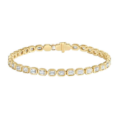 Emerald Cut Bezel Lab Diamond Tennis Bracelet