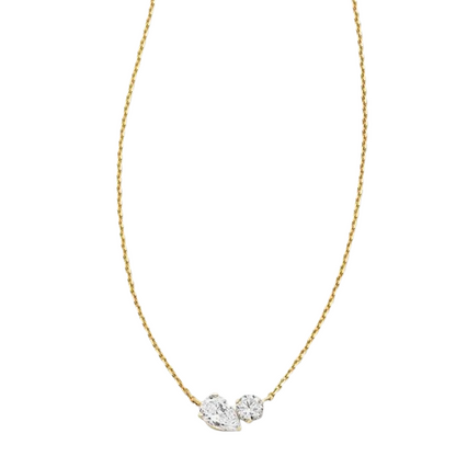 Lab Grown White Diamond Toi et Moi Small Pendant Necklace