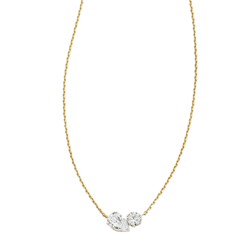 Lab Grown White Diamond Toi et Moi Small Pendant Necklace