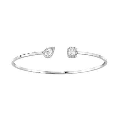 Toi et Moi Emerald and Pear Halo Bangle Bracelet