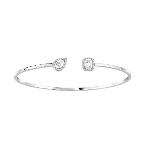 Toi et Moi Emerald and Pear Halo Bangle Bracelet