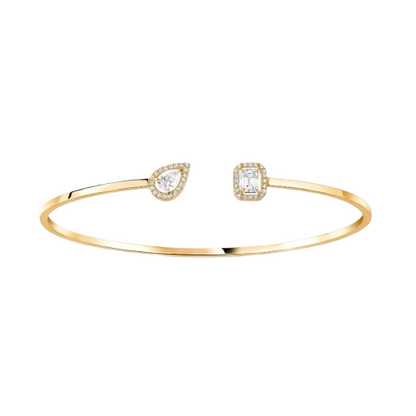 Toi et Moi Emerald and Pear Halo Bangle Bracelet