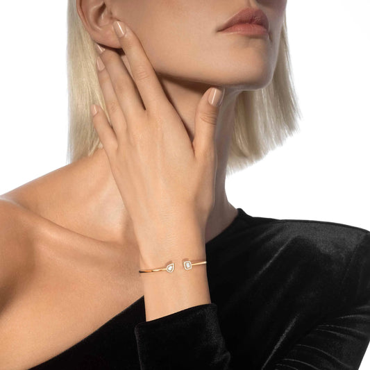 Toi et Moi Emerald and Pear Halo Bangle Bracelet
