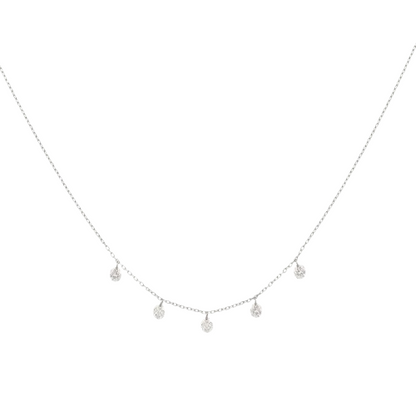Mini Five Floating Round Cut Diamond Necklace