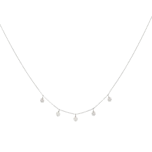 Mini Five Floating Round Cut Diamond Necklace