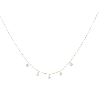 Mini Five Floating Round Cut Diamond Necklace