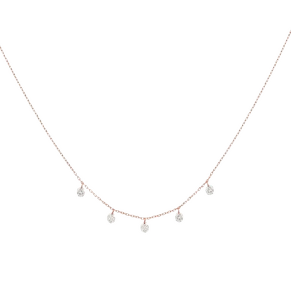 Mini Five Floating Round Cut Diamond Necklace