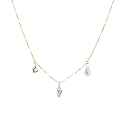 Marquise and Round Cut Floating Diamond Necklace