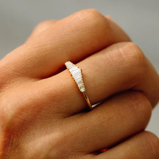 18K Baguette Diamond Tiara Ring