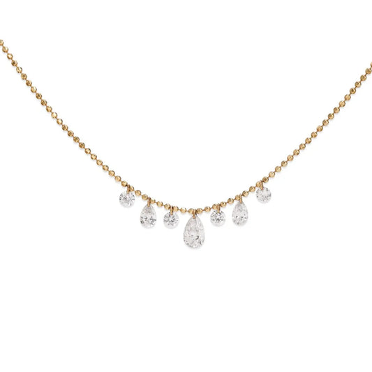 3 Pear and 4 Round Cut Graduated Floating Diamond Necklace