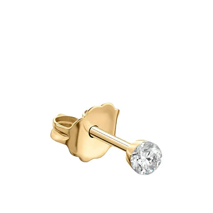 (Single)Invisible Set Round Cut Diamond Stud Earring