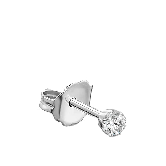 (Single)Invisible Set Round Cut Diamond Stud Earring