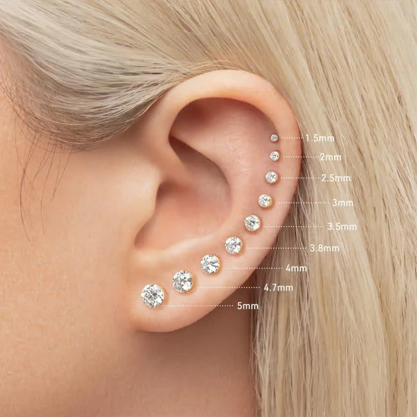 (Single)Invisible Set Round Cut Diamond Stud Earring